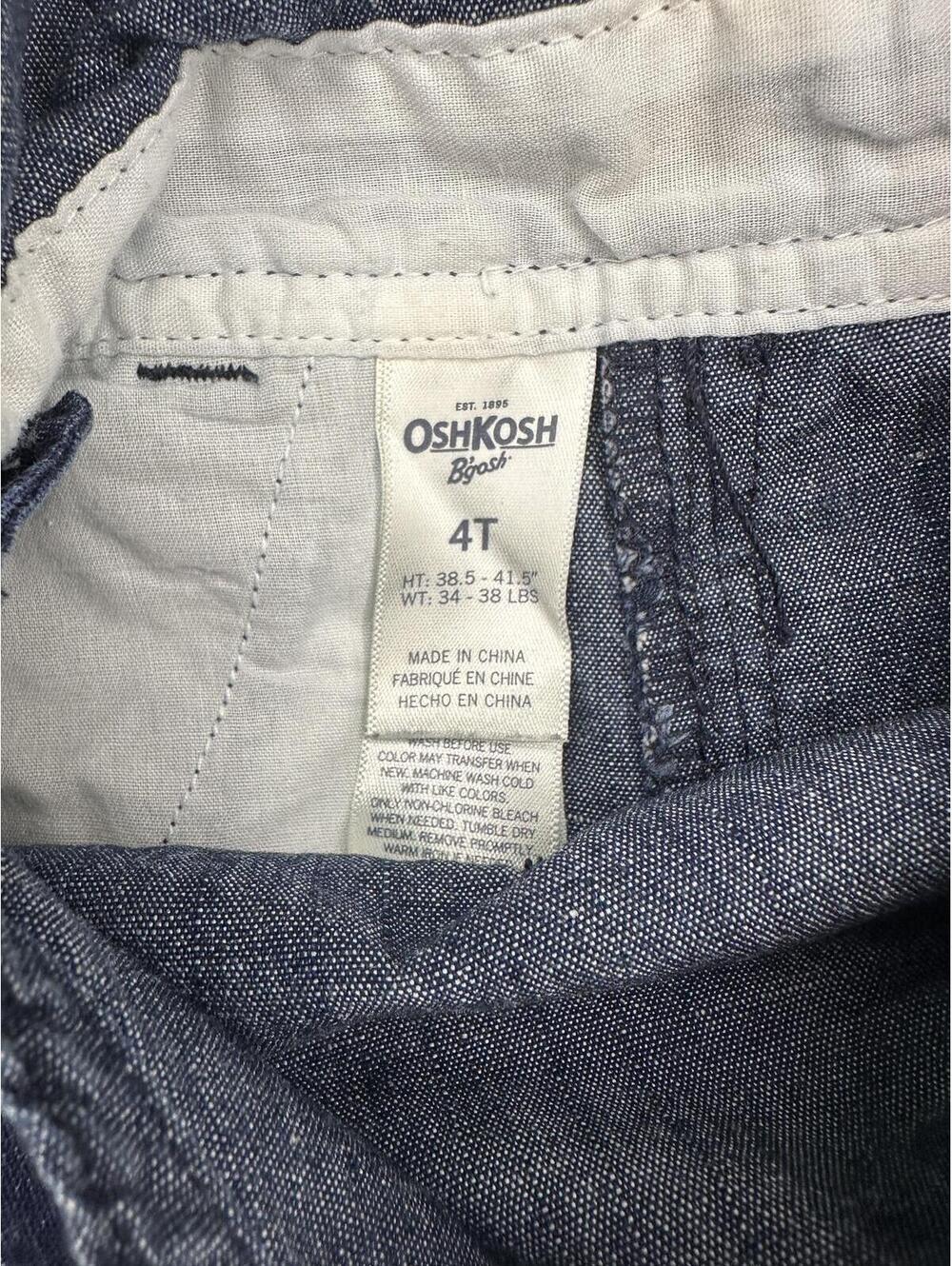 OshKosh B'gosh cotton overalls 4T navy/chambray striped classic vintage-inspired - Picture 9 of 10